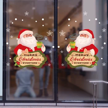 1 комплект Сменяеми Коледни Статични Стикери от PVC, Стикери Прозорец с изображение на Лосове, Украсяване на Стикери За Стена под формата на Снежинки, Коледна Парти, Начало Стъклен Декор
