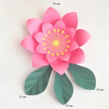 Изкуствени Цветя 35 см + Листа 25 СМ Fleurs Artificielles Фон САМ Гигантски Хартиени Цветя Декор За Сватбени партита Детски душ