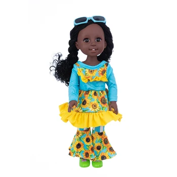 1бр 35 см Мулти Стил Африкански Черен Дете Взрив Главата Черна Кожа Детска Играчка, Обличам Кукла